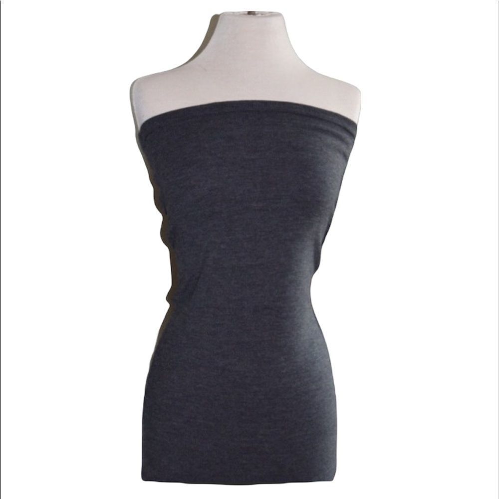 🆕 CAbi Womens Heather Gray Tube Sweater Strapless Stretch Top Style #626 nwot
